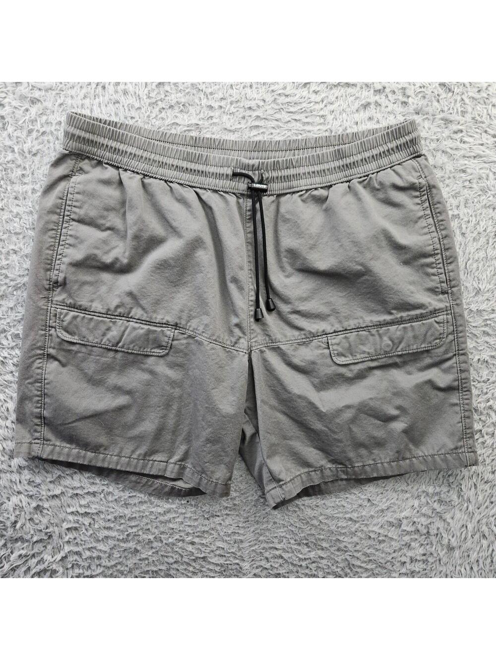 LEVI'S Cargo Shorts Men L Gray Drawstring Draw Cord 6" Inseam (fits 35-38x6)